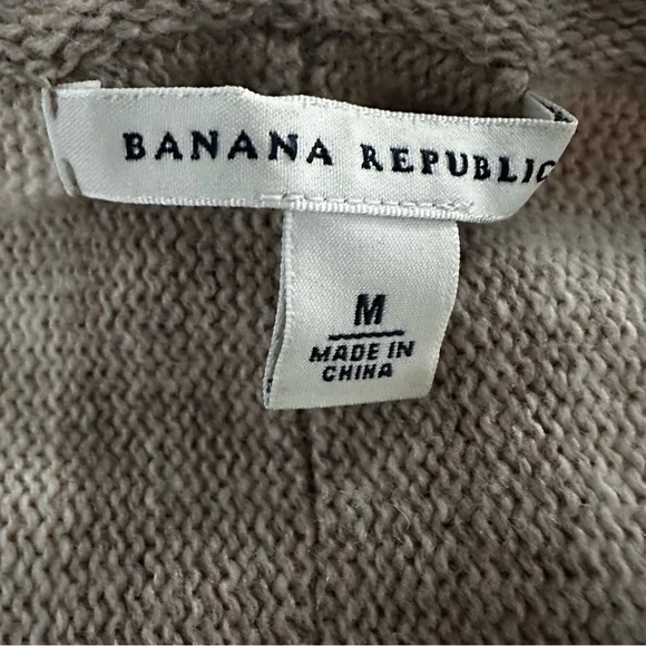 🩶 BANANA REPUBLIC women’s hooded cardigan size medium gray and tan stripes - Picture 10 of 11